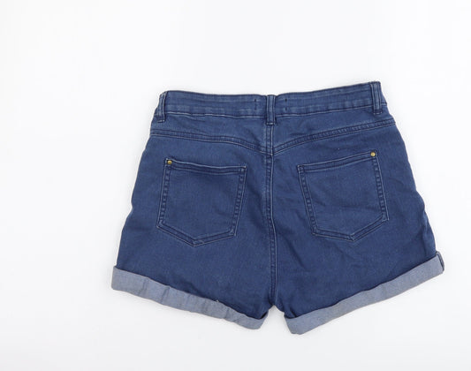 Select Womens Blue Cotton Cut-Off Shorts Size 8 L3 in Regular Button