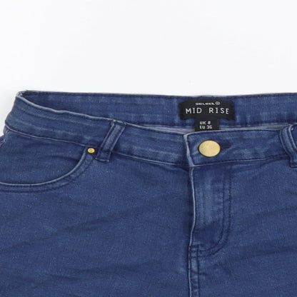 Select Womens Blue Cotton Cut-Off Shorts Size 8 L3 in Regular Button