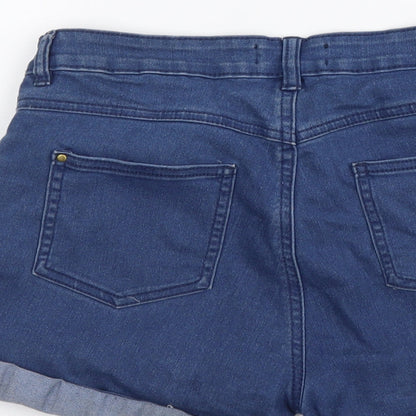Select Womens Blue Cotton Cut-Off Shorts Size 8 L3 in Regular Button