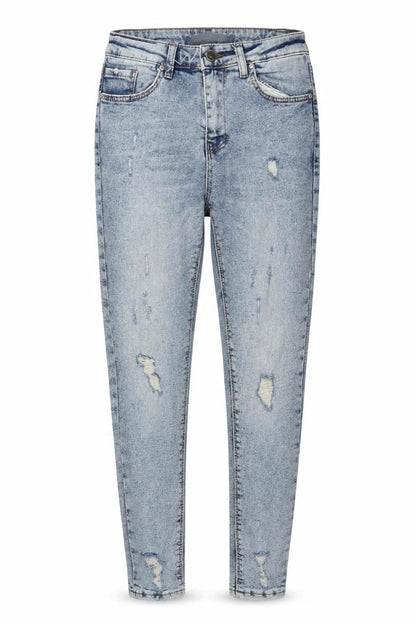 Ambar Womens Blue Cotton Skinny Jeans Size 27 in L26 in Regular Button - Distressed Look