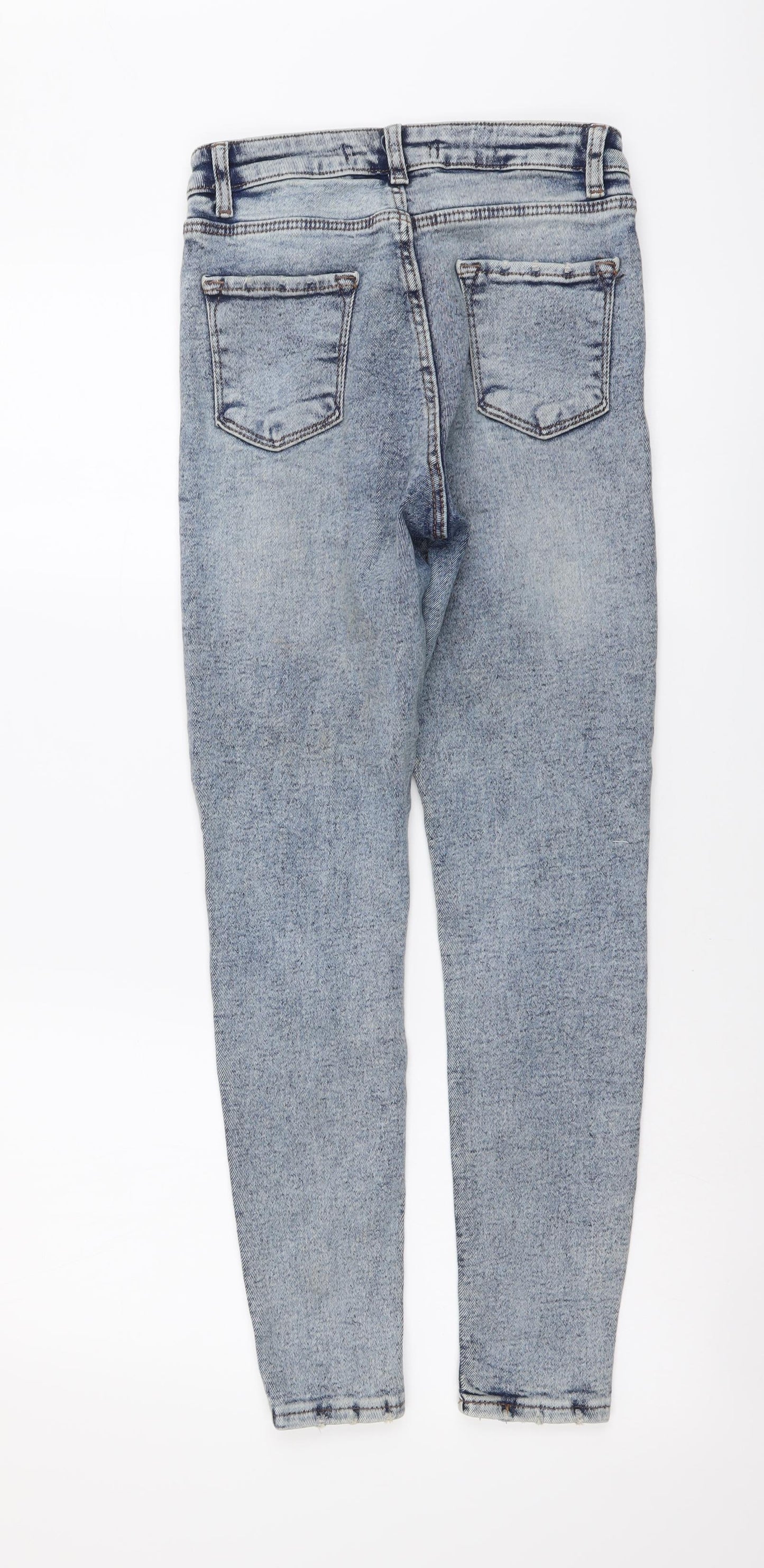 Ambar Womens Blue Cotton Skinny Jeans Size 27 in L26 in Regular Button - Distressed Look
