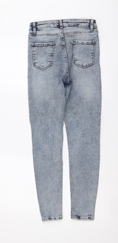 Ambar Womens Blue Cotton Skinny Jeans Size 27 in L26 in Regular Button - Distressed Look