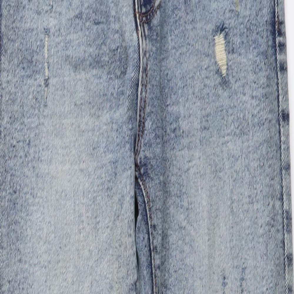 Ambar Womens Blue Cotton Skinny Jeans Size 27 in L26 in Regular Button - Distressed Look