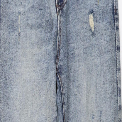 Ambar Womens Blue Cotton Skinny Jeans Size 27 in L26 in Regular Button - Distressed Look
