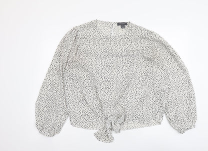 Primark Womens White Polka Dot Viscose Basic Blouse Size 14 Round Neck
