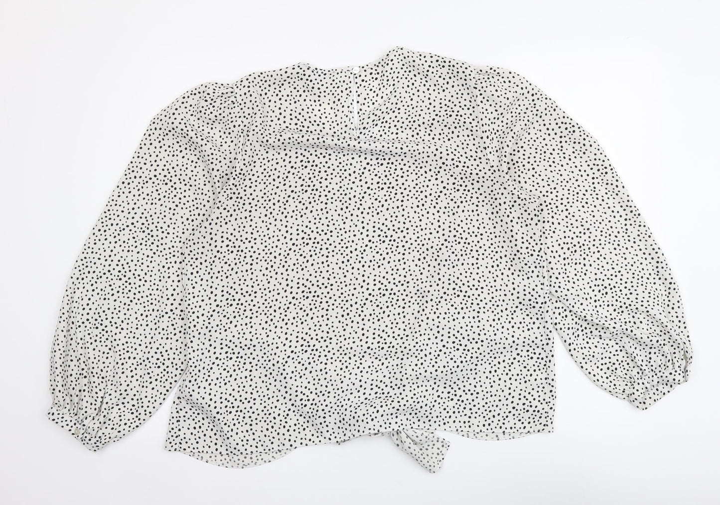 Primark Womens White Polka Dot Viscose Basic Blouse Size 14 Round Neck