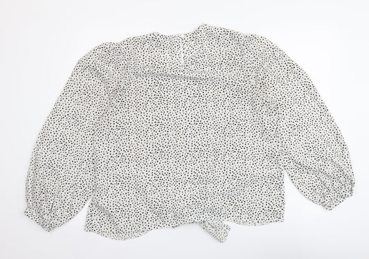 Primark Womens White Polka Dot Viscose Basic Blouse Size 14 Round Neck