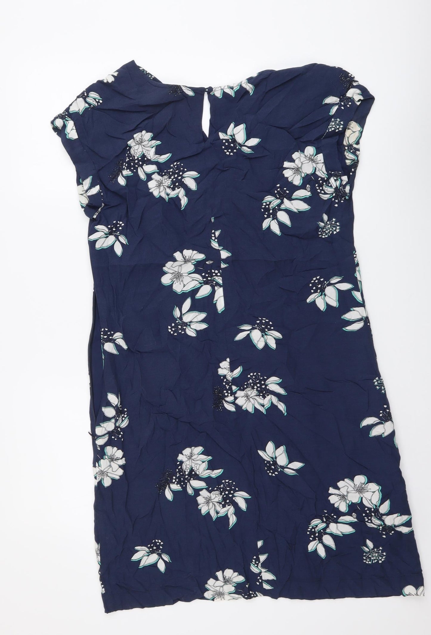 Crew Clothing Womens Blue Floral Viscose A-Line Size 12 V-Neck Pullover