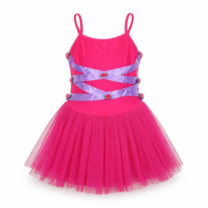 Dancing Daisy Girls Pink Polyester Tutu Dress Size 12 Months Square Neck Pullover - Bodysuit Roses