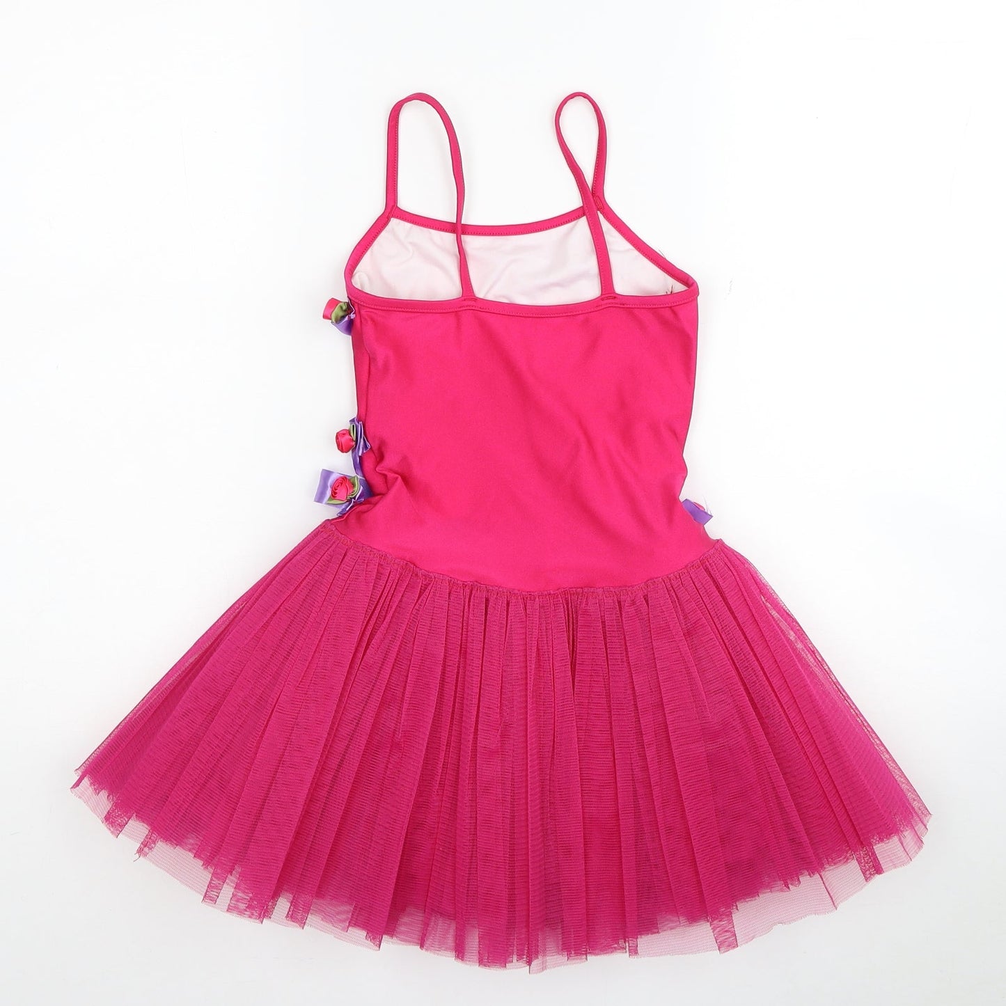 Dancing Daisy Girls Pink Polyester Tutu Dress Size 12 Months Square Neck Pullover - Bodysuit Roses
