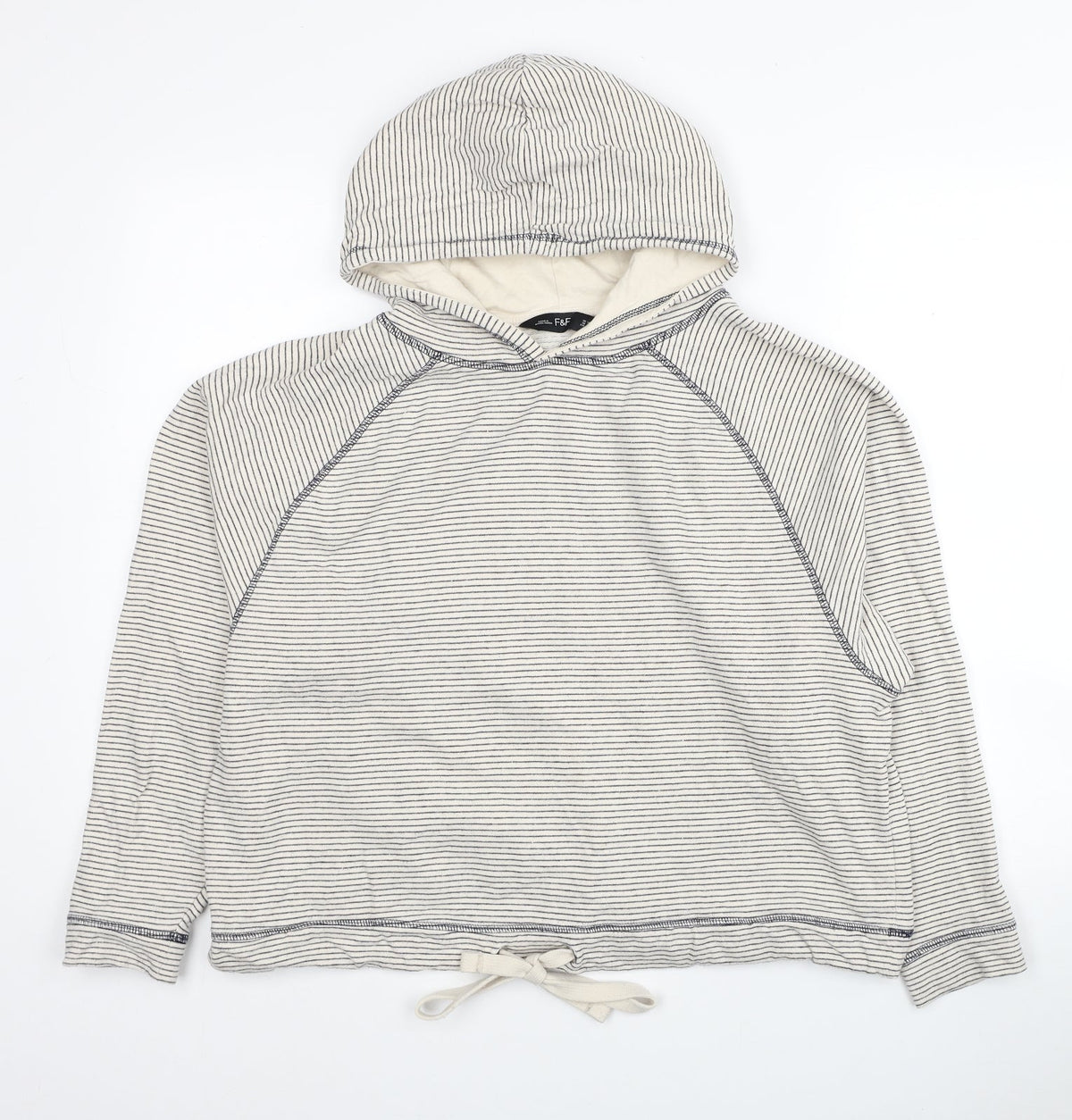 F&F Womens Multicoloured Striped Cotton Pullover Hoodie Size 14 Pullover