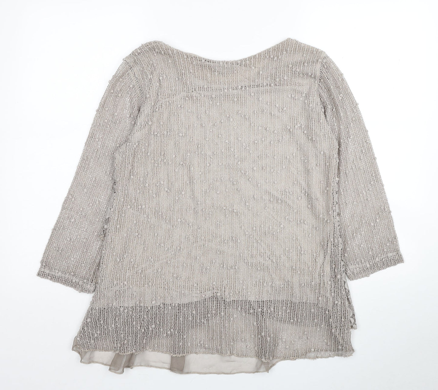 Alexara Womens Ivory Floral Viscose Basic Blouse Size S Boat Neck - Lace Overlay