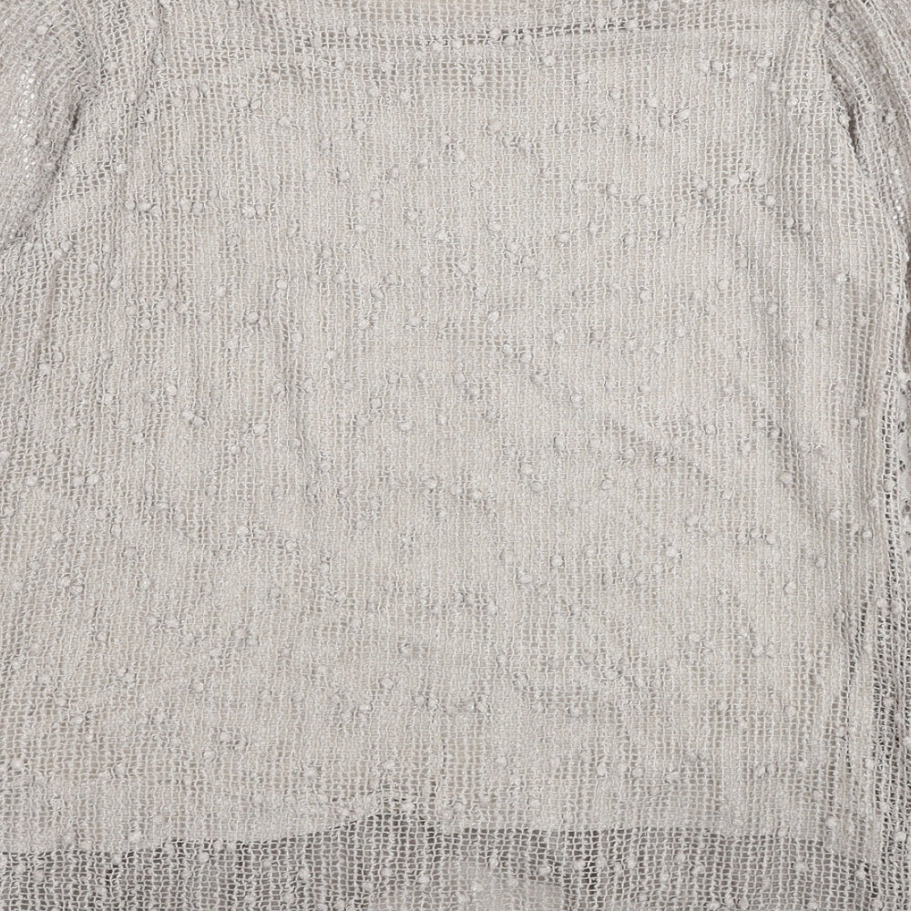 Alexara Womens Ivory Floral Viscose Basic Blouse Size S Boat Neck - Lace Overlay