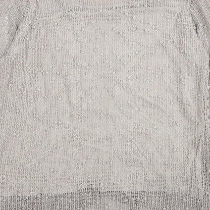 Alexara Womens Ivory Floral Viscose Basic Blouse Size S Boat Neck - Lace Overlay