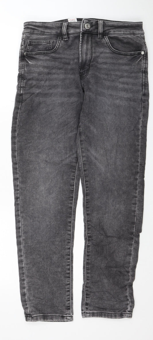NEXT Womens Grey Cotton Tapered Jeans Size 30 L29 in Slim Zip
