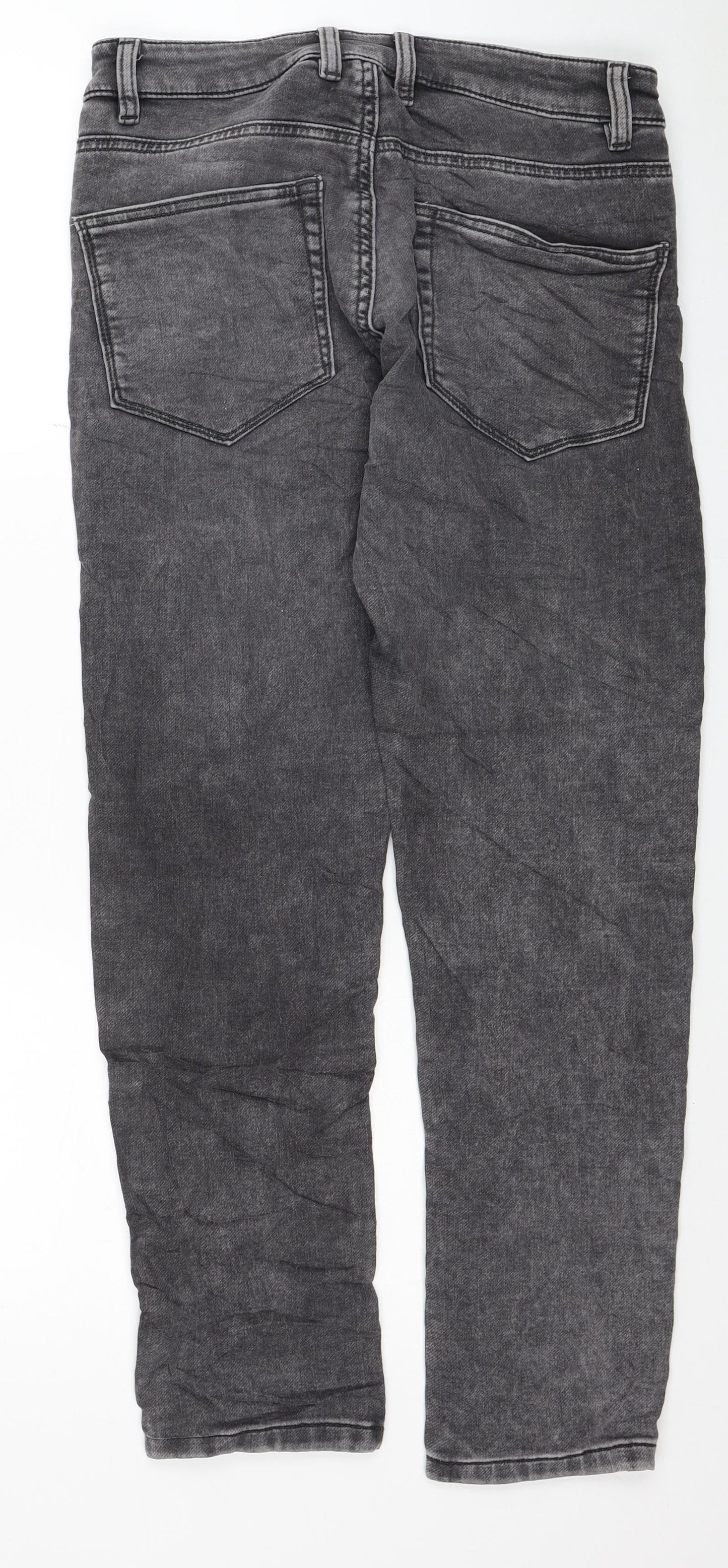 NEXT Womens Grey Cotton Tapered Jeans Size 30 L29 in Slim Zip