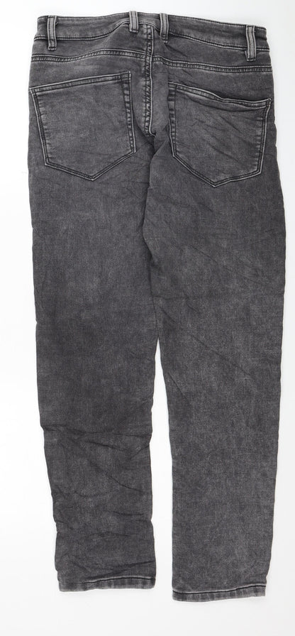 NEXT Womens Grey Cotton Tapered Jeans Size 30 L29 in Slim Zip