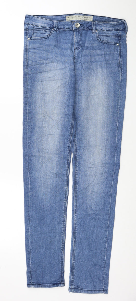 Denim & Co. Womens Blue Cotton Skinny Jeans Size 10 L31 in Regular Zip