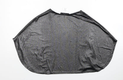 Tiana B Womens Grey Polyester Wrap Blouse Size 12 V-Neck - Cropped Metallic