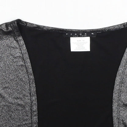 Tiana B Womens Grey Polyester Wrap Blouse Size 12 V-Neck - Cropped Metallic