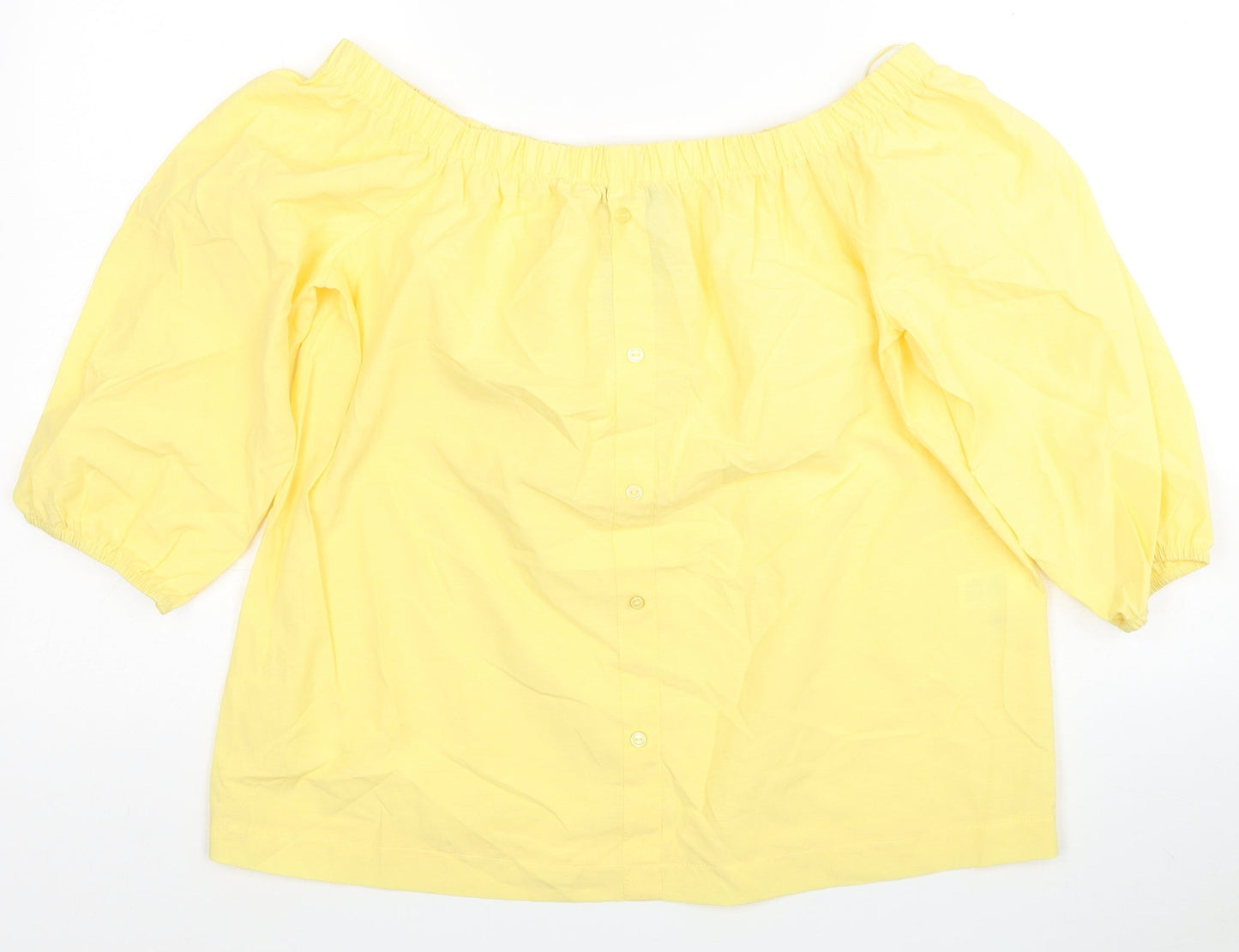 Atmosphere Womens Yellow Cotton Basic T-Shirt Size 12 Square Neck