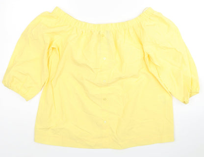 Atmosphere Womens Yellow Cotton Basic T-Shirt Size 12 Square Neck