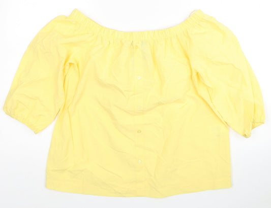 Atmosphere Womens Yellow Cotton Basic T-Shirt Size 12 Square Neck