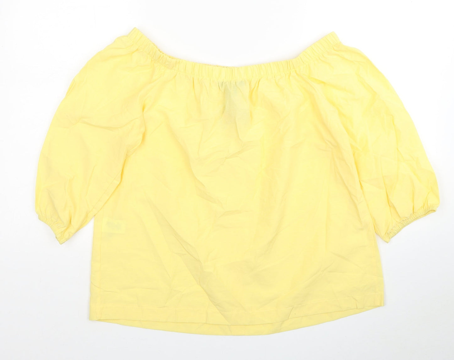 Atmosphere Womens Yellow Cotton Basic T-Shirt Size 12 Square Neck