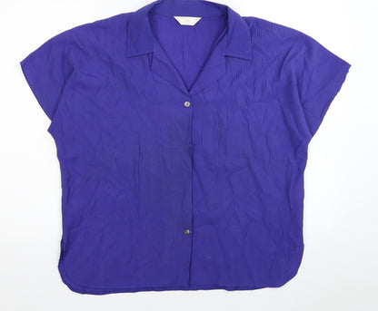 Choices Womens Purple Viscose Basic Button-Up Size 16 Collared