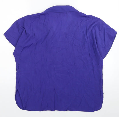 Choices Womens Purple Viscose Basic Button-Up Size 16 Collared