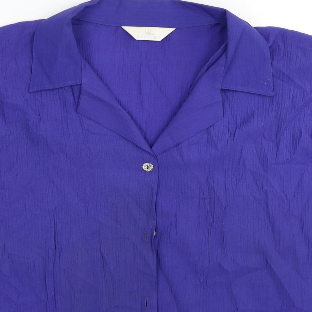 Choices Womens Purple Viscose Basic Button-Up Size 16 Collared