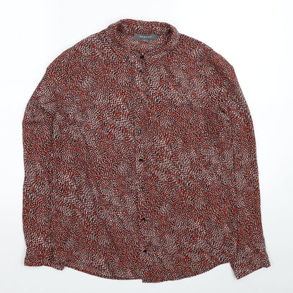 Primark Womens Red Animal Print Polyester Basic Button-Up Size 8 Collared