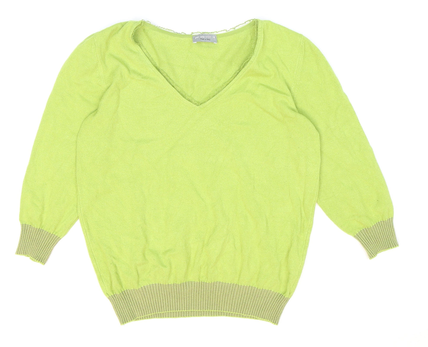 Womens UK Size 14 Marks and Spencer Green Pullover Jumper
