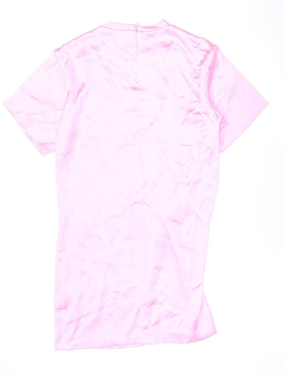 Zara Womens Pink Polyester Shift Size S Round Neck Pullover - Knotted