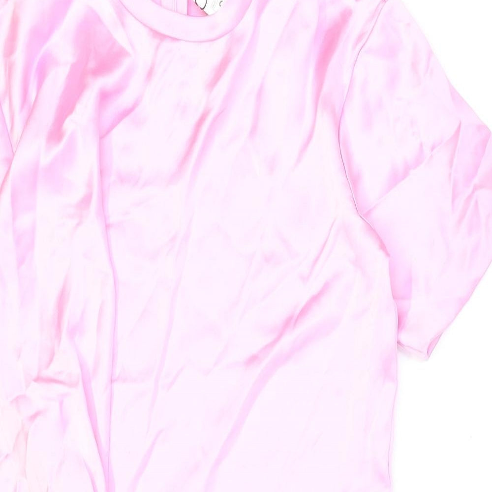Zara Womens Pink Polyester Shift Size S Round Neck Pullover - Knotted