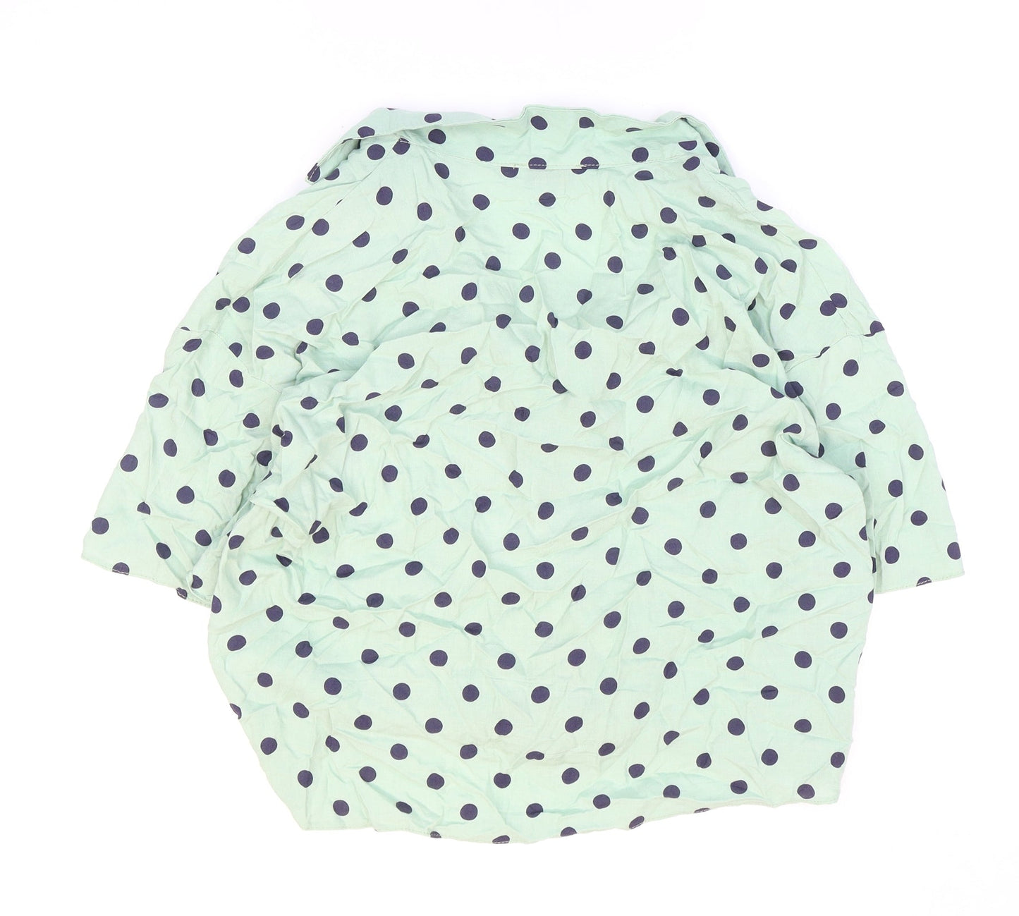 Womens UK Size 14 Papaya Green Cropped Button-Up