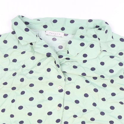 Womens UK Size 14 Papaya Green Cropped Button-Up