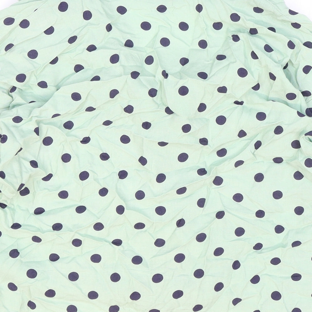 Womens UK Size 14 Papaya Green Cropped Button-Up
