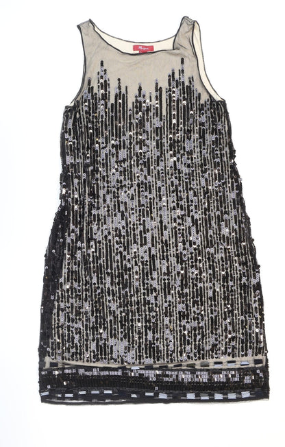 Monsoon Womens Black Nylon Sheath Size 10 Round Neck Pullover