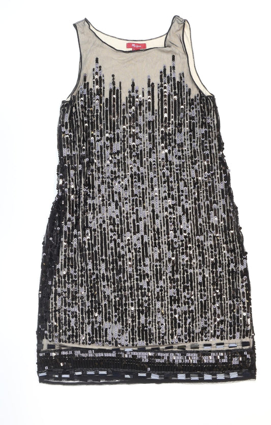 Monsoon Womens Black Nylon Sheath Size 10 Round Neck Pullover