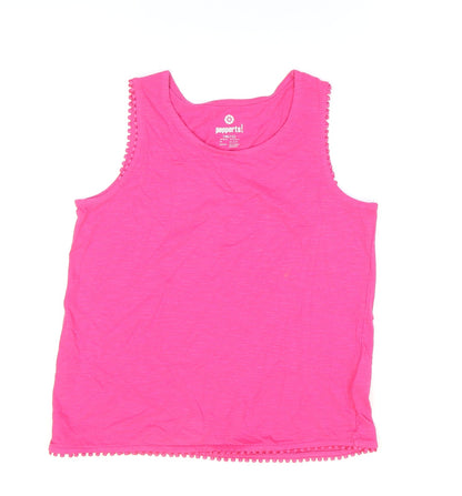 Pepperts Girls Pink Cotton Basic T-Shirt Size 10 Years Round Neck Pullover - 10-12 Years