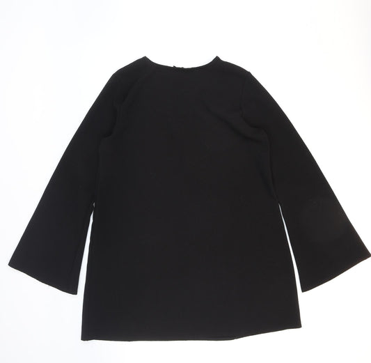 Boohoo Womens Black Polyester Shift Size 12 V-Neck Pullover