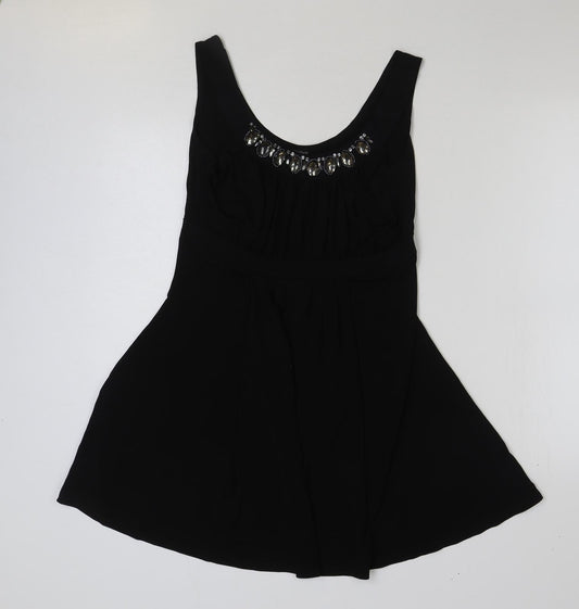 TU Womens Black Polyester A-Line Size 12 Scoop Neck Pullover