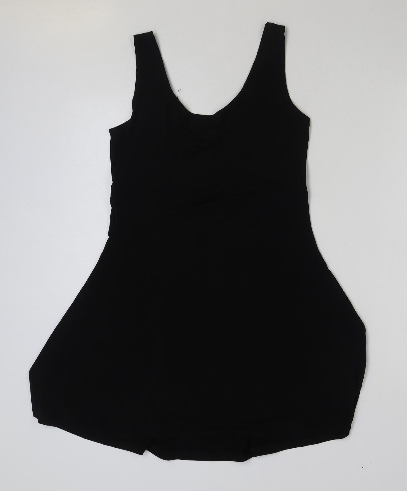 TU Womens Black Polyester A-Line Size 12 Scoop Neck Pullover