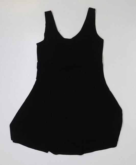 TU Womens Black Polyester A-Line Size 12 Scoop Neck Pullover