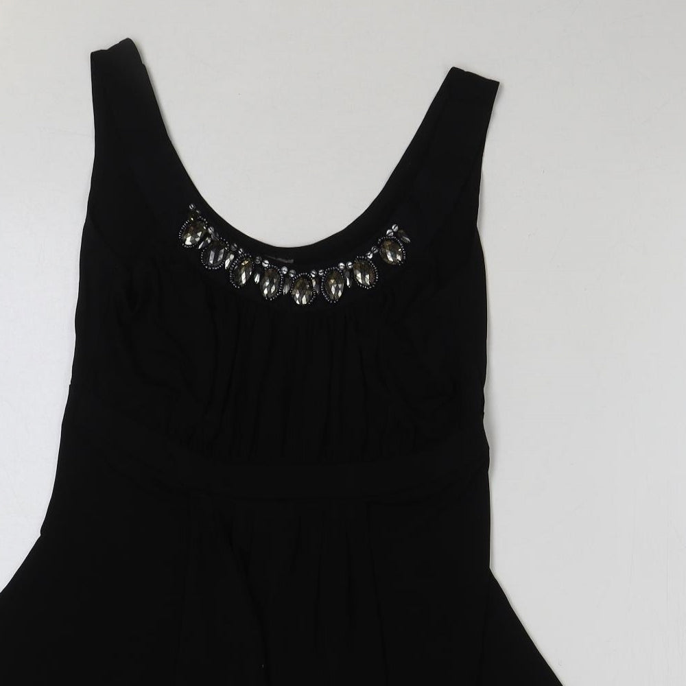 TU Womens Black Polyester A-Line Size 12 Scoop Neck Pullover