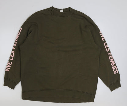 H&M Womens Green Polyester Pullover Sweatshirt Size M Pullover - Vive Les Femmes