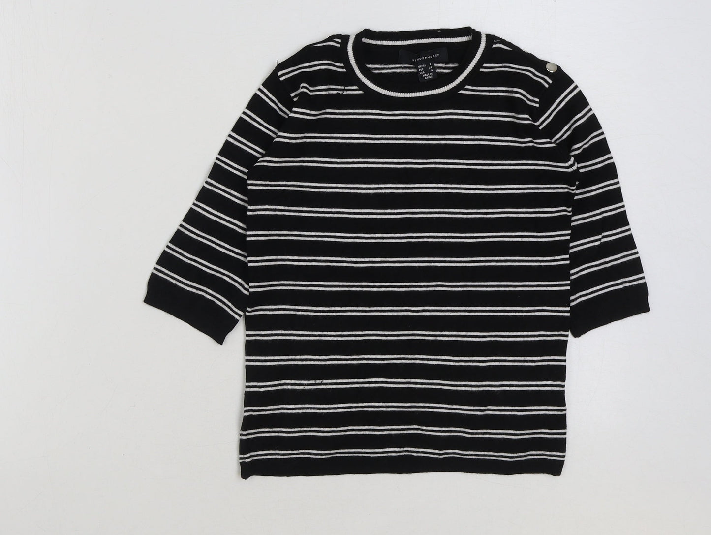 Womens UK Size 8 Atmosphere Black Basic T-Shirt