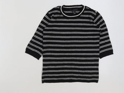 Womens UK Size 8 Atmosphere Black Basic T-Shirt