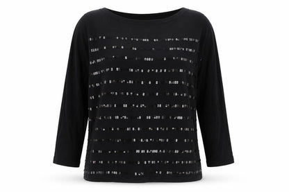 vackney Womens Black Viscose Basic T-Shirt Size M Round Neck